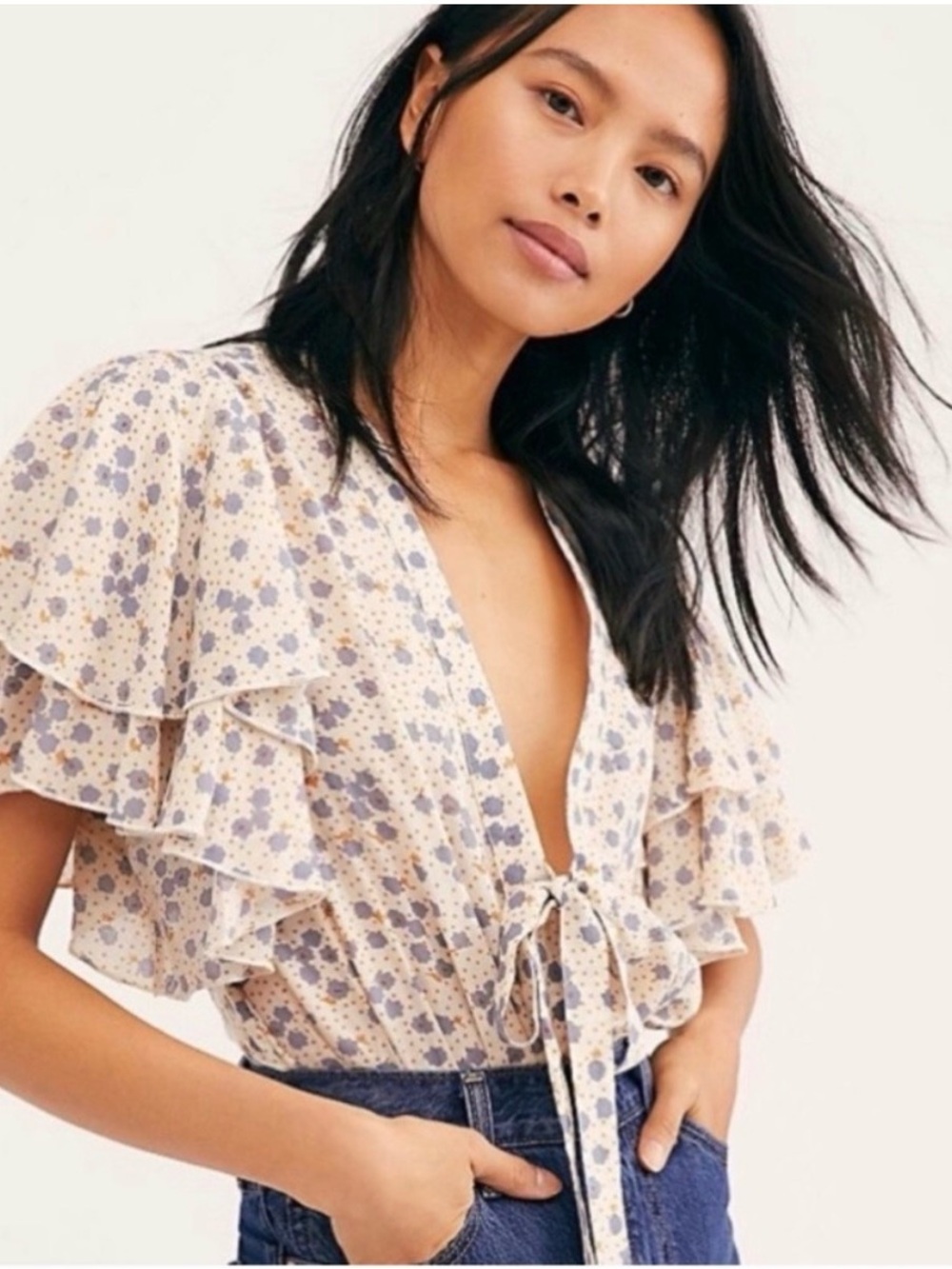 Free People Call Me Later Bodysuit Top Women Size S Casual Paisley Boho